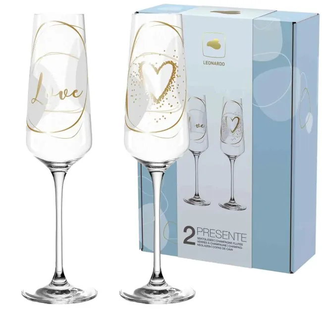 Komplet 2 kieliszków Presente 280ml do szampana Love