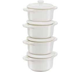 Komplet 4 garnków Mini Cocotte 200ml 10cm kość słoniowa