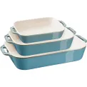 Zestaw 3 półmisków ceramicznych Cooking antyczny turkusowy