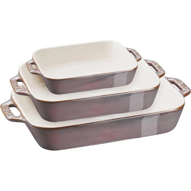 Zestaw 3 półmisków ceramicznych Cooking antyczny grafitowy