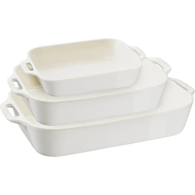 Zestaw 3 półmisków ceramicznych Cooking biały - 1