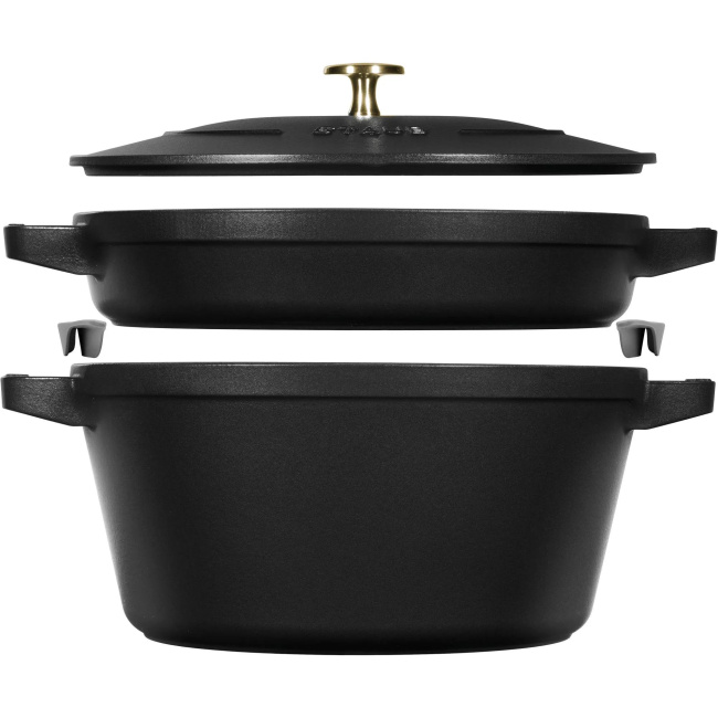Set of 2 Covered Dishes 24cm Black