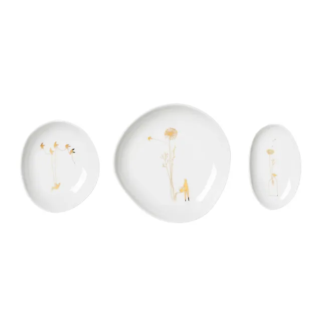 Set of 3 Wonderland Plates Gold