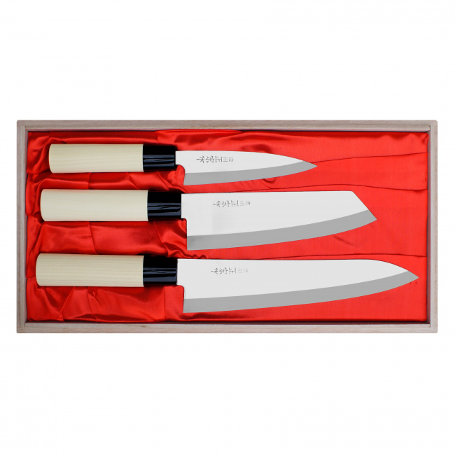 Set of 3 Megumi Knives in Wooden Box - 1