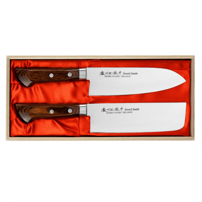 Zestaw 2 noży Unique Shirogami Santoku+Nakiri - 1