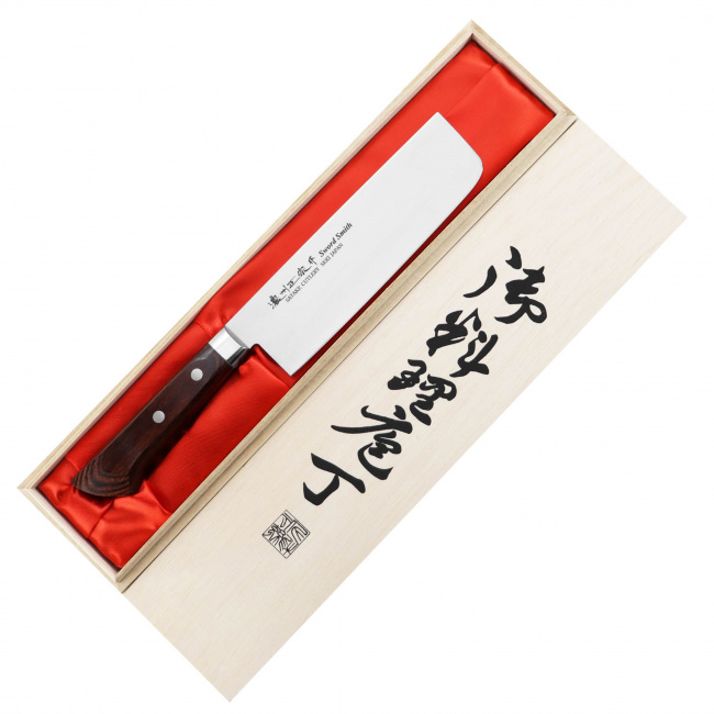 Nóż Unique Shirogami 17cm Nakiri w drewnianym pudełku