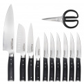 Set of 10 Knives + Scissors in Block with Sharpener - 8