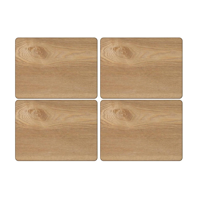 Set of 4 Oak Coasters 30x21cm