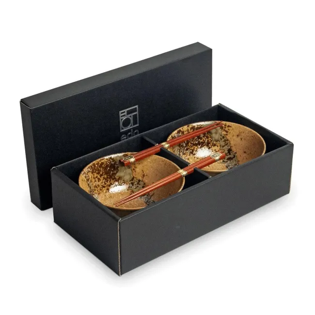 Set of 2 Bowls Udin + 2 pairs of chopsticks Purobu cream