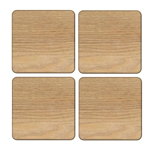 Komplet 4 podkładek pod kubki 10x10cm dębowe
