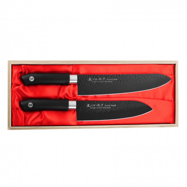 Zestaw 2 noży Sword Smith Black Szefa kuchni + Santoku