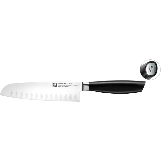 All * Star 18cm Santoku Knife with Grains Silver