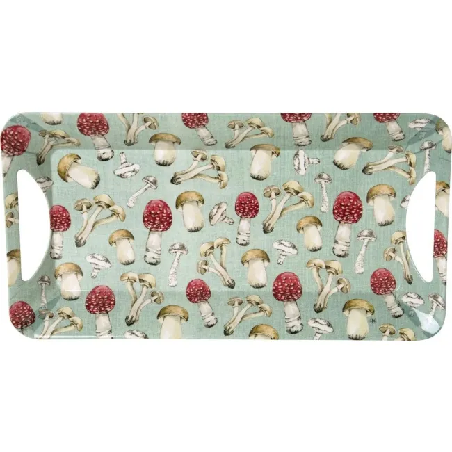Tray 39.5x20.5cm Mushrooms Green