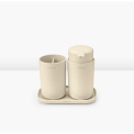 ReNew Soft Beige Set: Soap Dispenser + Mug + Stand - 4