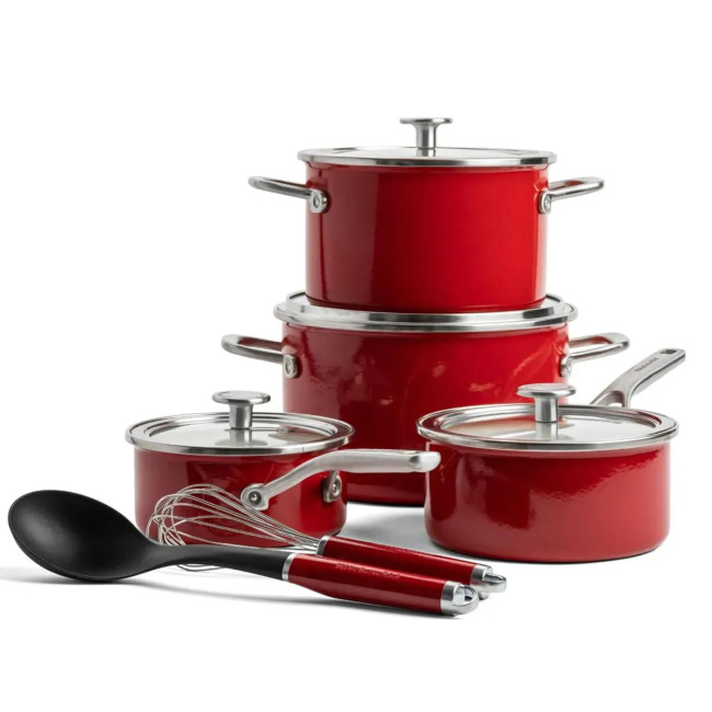 Steel Core Enamel 8-Piece Cookware Set + 2 Accessories