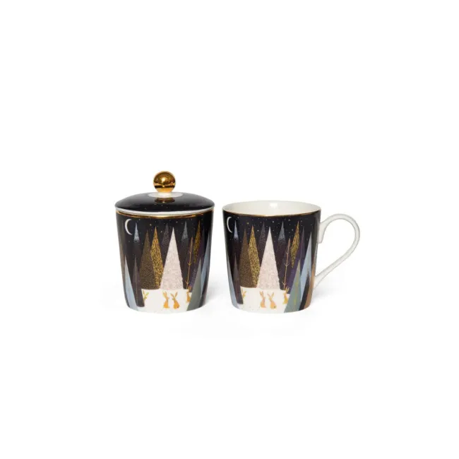 Sara Miller London Set Mug + Candle 42h Frosted Pines