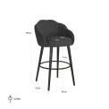 Bar Chair Tulip Velvet Anthracite Beech Wood 99x59x57cm - 2