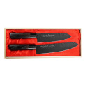 Satake Tsuhime Black Set of 2 Knives Chef's Knife + Santoku - 1