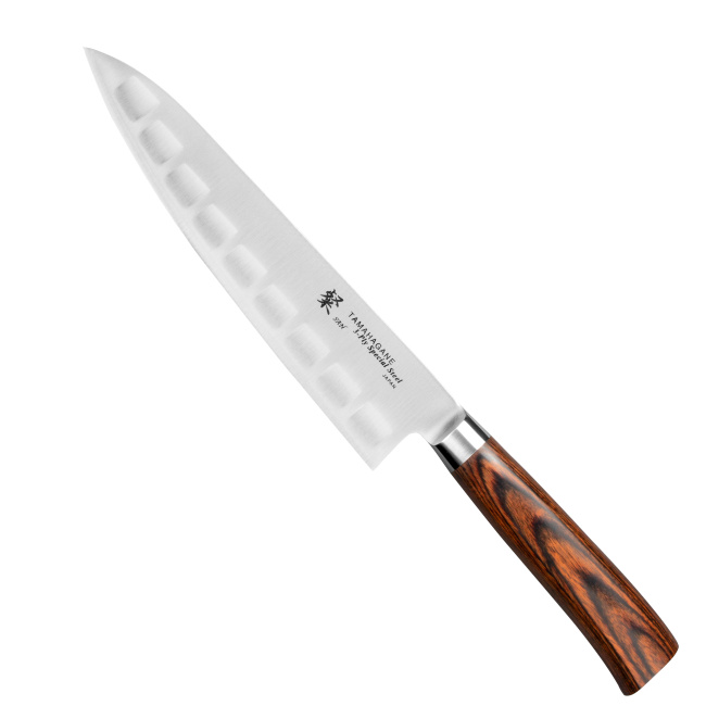 Nóż SAN Brown 21cm Szefa kuchni żłobiony