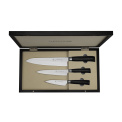 Set of 3 SAN Black Knives in Wooden Box - 1