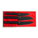 Set of 3 Satake Black Knives in Wooden Box - 1