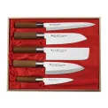 Set of 5 Satake Masamune Knives in Wooden Box - 1