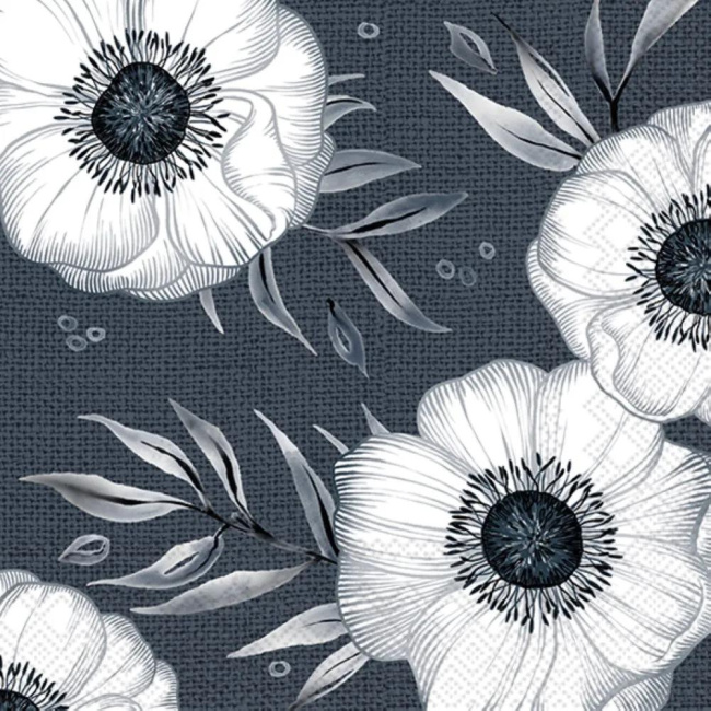 Napkins 33x33cm Holly Flower Blue (Set of 20)