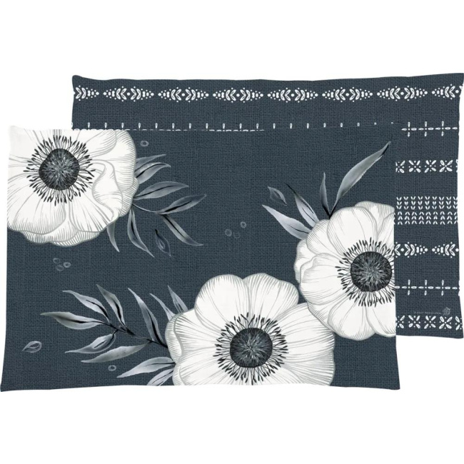 Placemat 48x33cm Holly Flower Blue