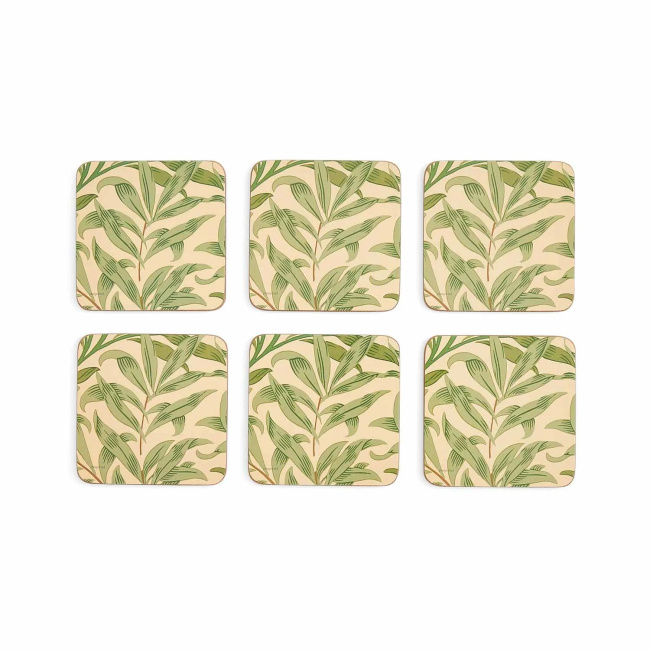 Set of 6 Placemats Morris & Co. 10.5x10.5cm Willow Boughs Green