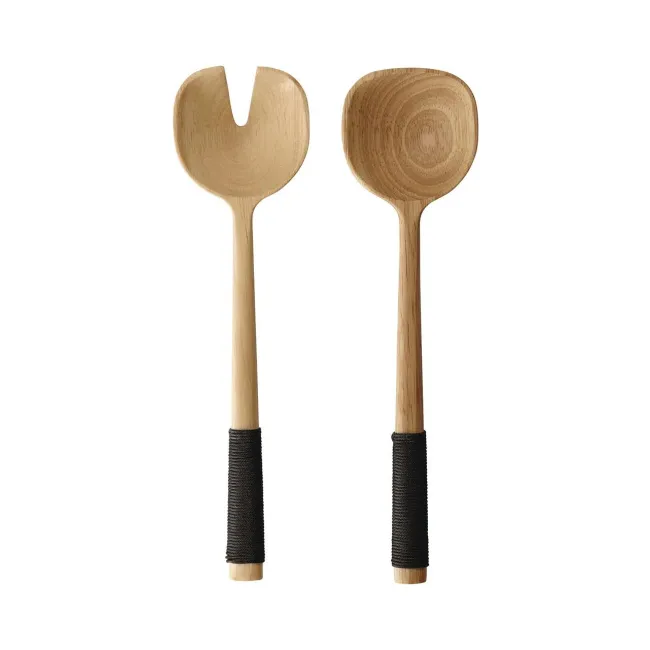 Łyżki Wood sałatkowe 24cm czarny nylon kauczukowiec