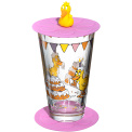 Zestaw Bambini szklanka 300ml + pokrywka + podstawka dla dzieci kaczka - 1