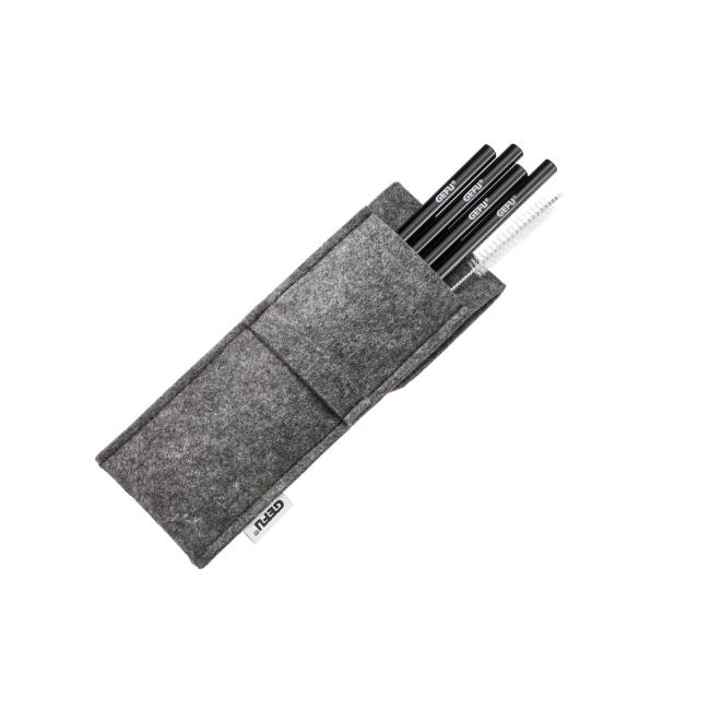 Zestaw 4 czarnych słomek 18cm+etui - 1