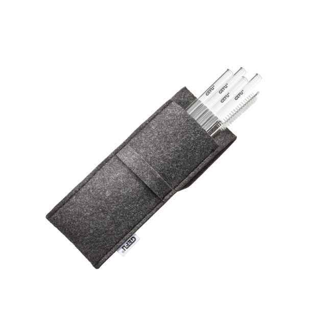 Zestaw 4 szklanych słomek 18cm+etui - 1