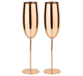 Komplet 2 kieliszków Flute do szampana copper