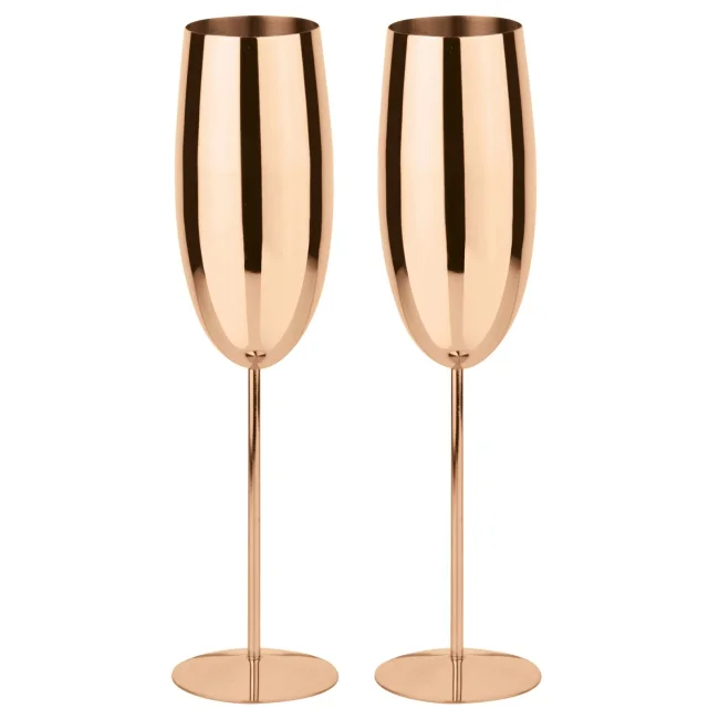 Komplet 2 kieliszków Flute do szampana copper