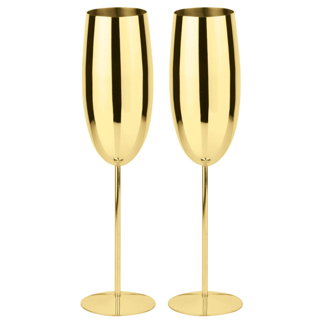 Komplet 2 kieliszków Flute do szampana złoty