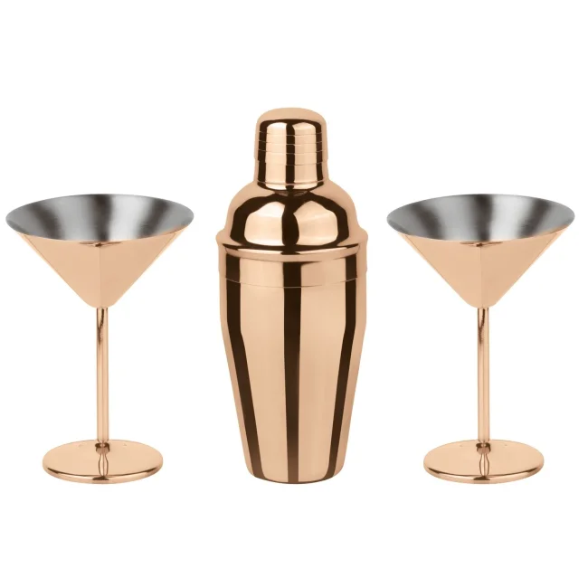 Zestaw do martini 2 kieliszki + shaker copper