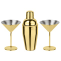 Martini Set - 2 Glasses + Shaker - Golden - 1