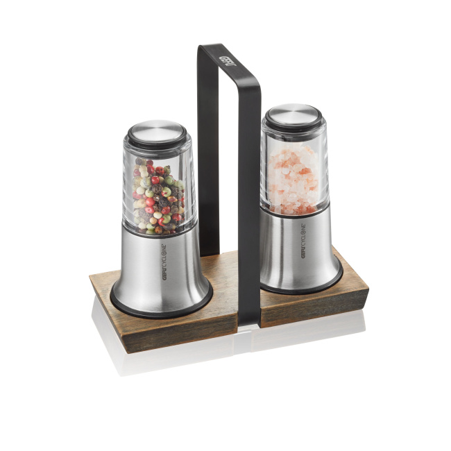 X-Plosion S salt and pepper mill set in silver