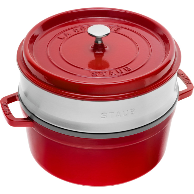 La Cocotte Cast Iron Pot 3.8l with Steamer Insert Red - 1