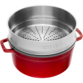 La Cocotte Cast Iron Pot 3.8l with Steamer Insert Red - 6