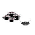Set of Fusiontec Functional pots - 8 pieces black + Durado frying pan 28cm - 1