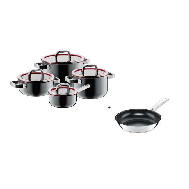 Zestaw garnków Fusiontec Functional - 8 elementów platynowy + Patelnia Durado 28cm - 1