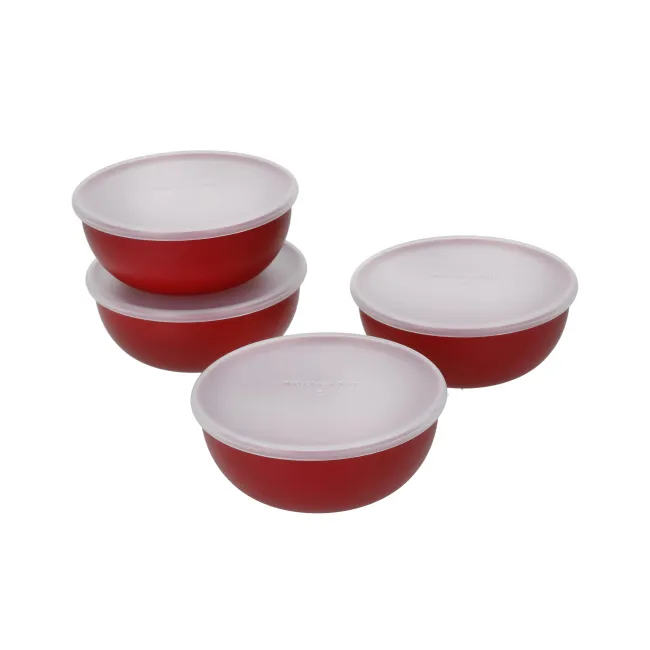 Set of 4 Universal 8.5x3.5cm Empire Red Bowls with Lids