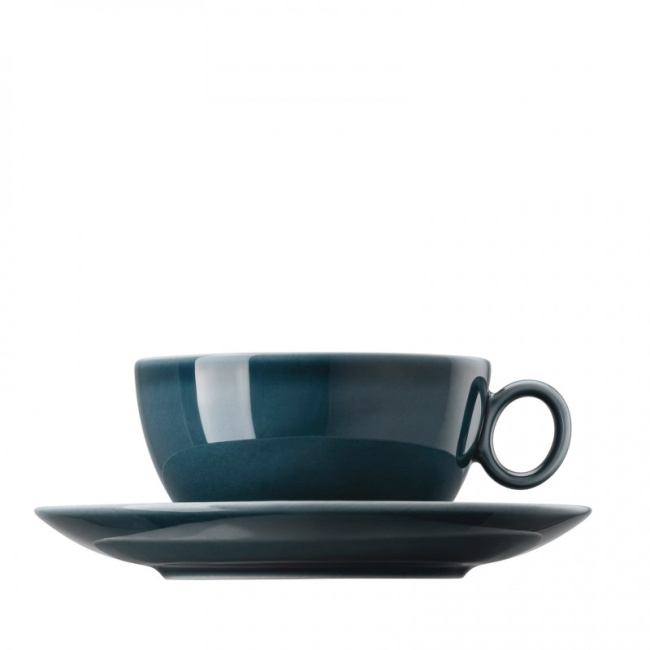 Loft Colour Combi Cup with Saucer 340ml Night Blue - 1