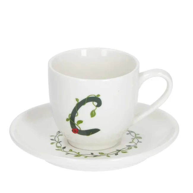 Filiżanka ze spodkiem Solotua 90ml do espresso literka C
