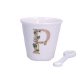 Unico Espresso Cup Set with Spoon 75ml - Letter P - 1