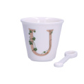 Unico Espresso Cup Set with Spoon 75ml - Letter U