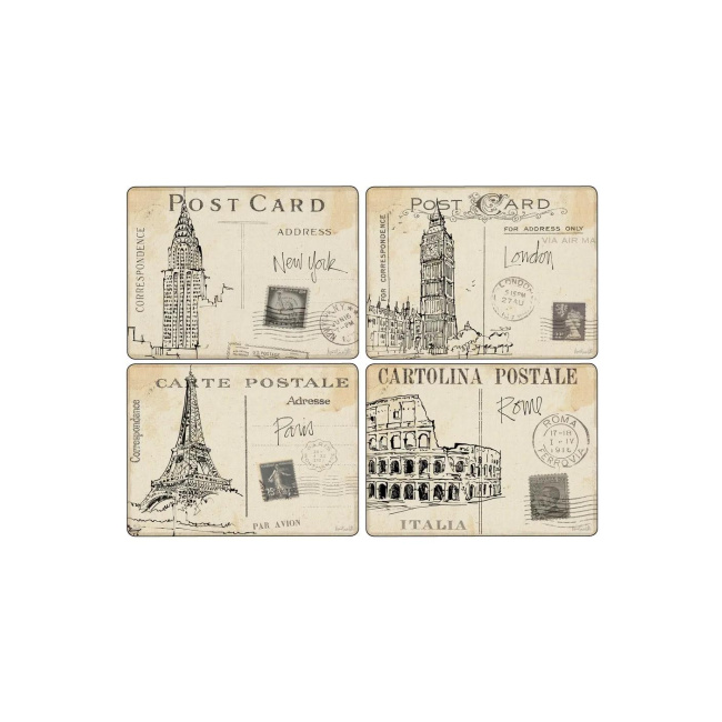 Set of 4 Postcard Sketches Placemats 40x30cm