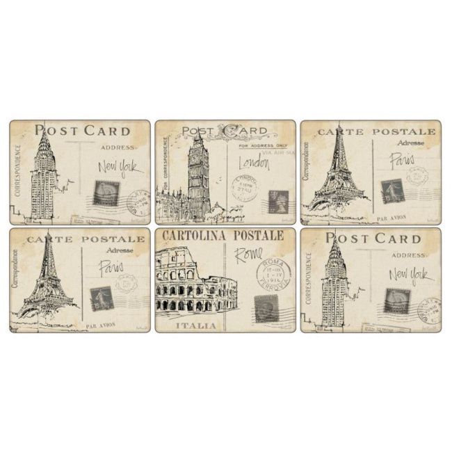 Komplet 6 podkładek Postcard Sketches 30,5x23cm